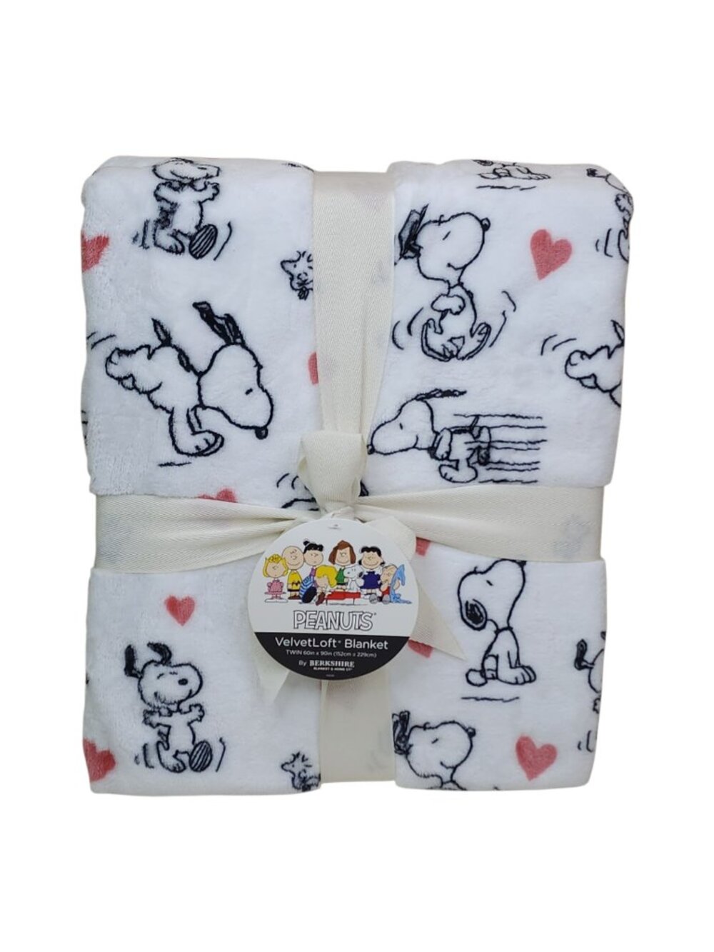 Peanuts Snoopy VelvetLoft Twin Blanket Berkshire 60"x90" Plush Hearts Valentines
